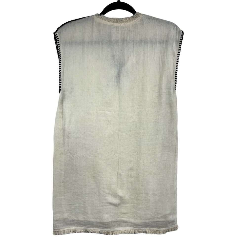 Moon River Blanket Stitch Shift Dress In Cream With Black Stitches Size Small - Picture 3 of 11